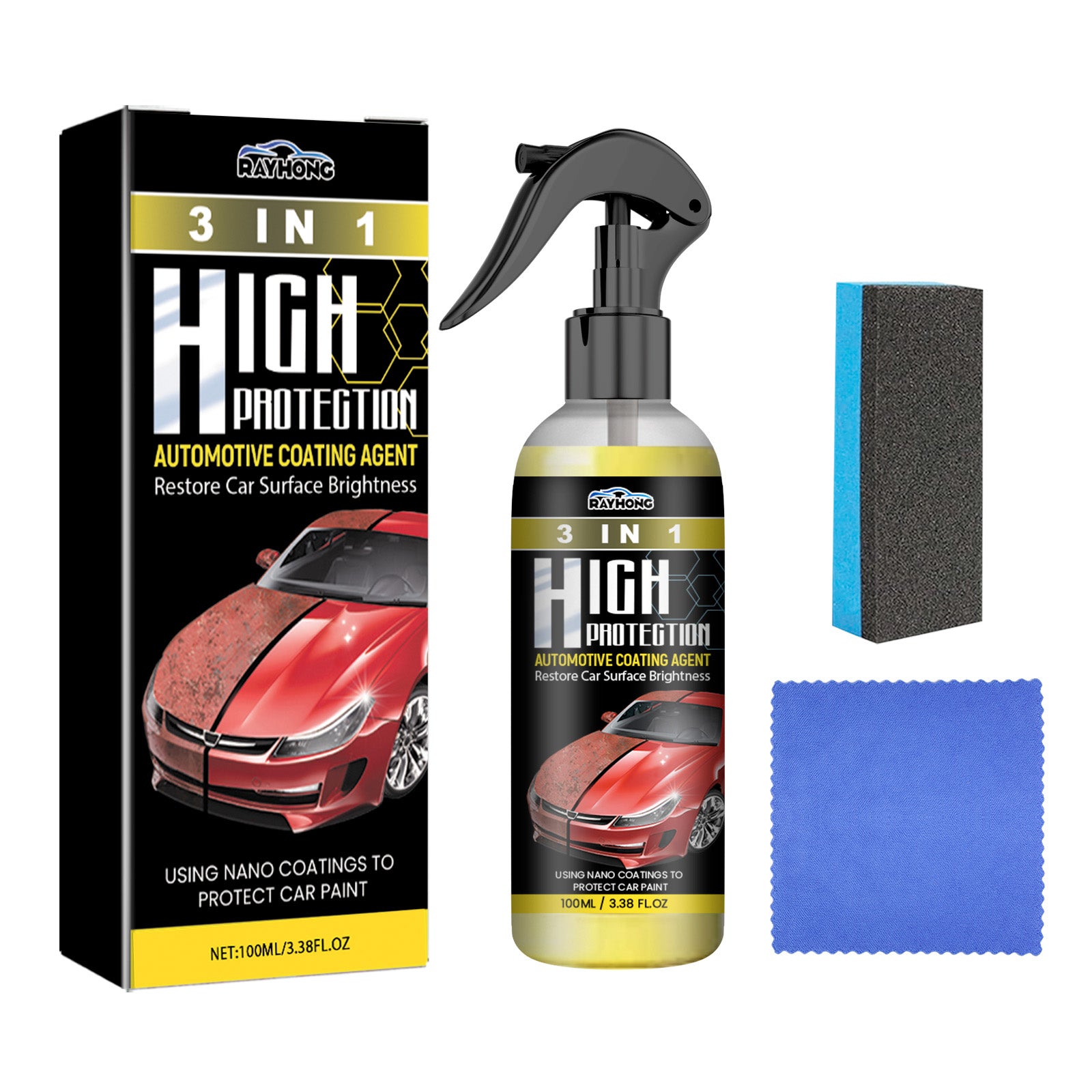 Rayhong Coating Agent 3-In-1 Oil Removal Polishing Protection Repair Scratches Car Paint Cleaning And Maintenance Coating