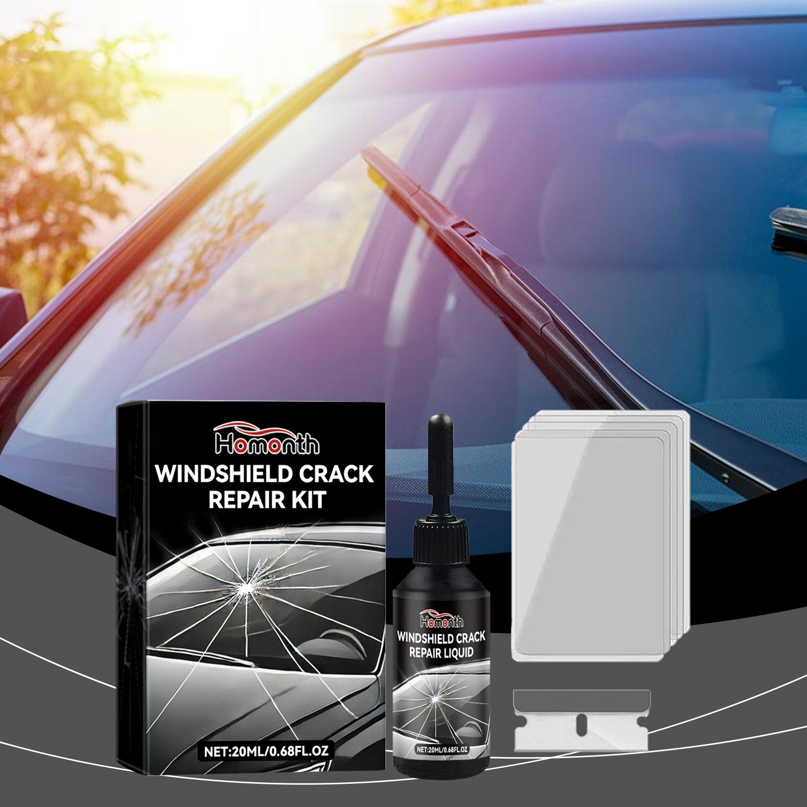 Automotive Windshield Crack Care Solution Automotive Glass Care Tool Crack Glass Adhesive Solution