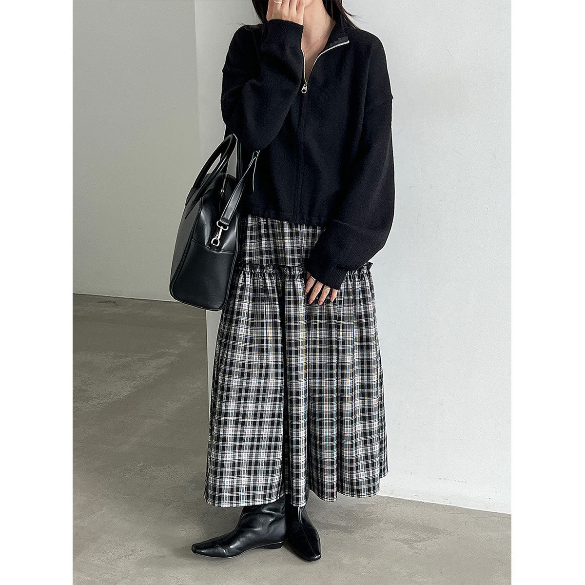 Deer West Stand Collar Zipper Drawstring Knit Sweater Women's  Autumn New Cardigan Versatile Hoodie Outerwear