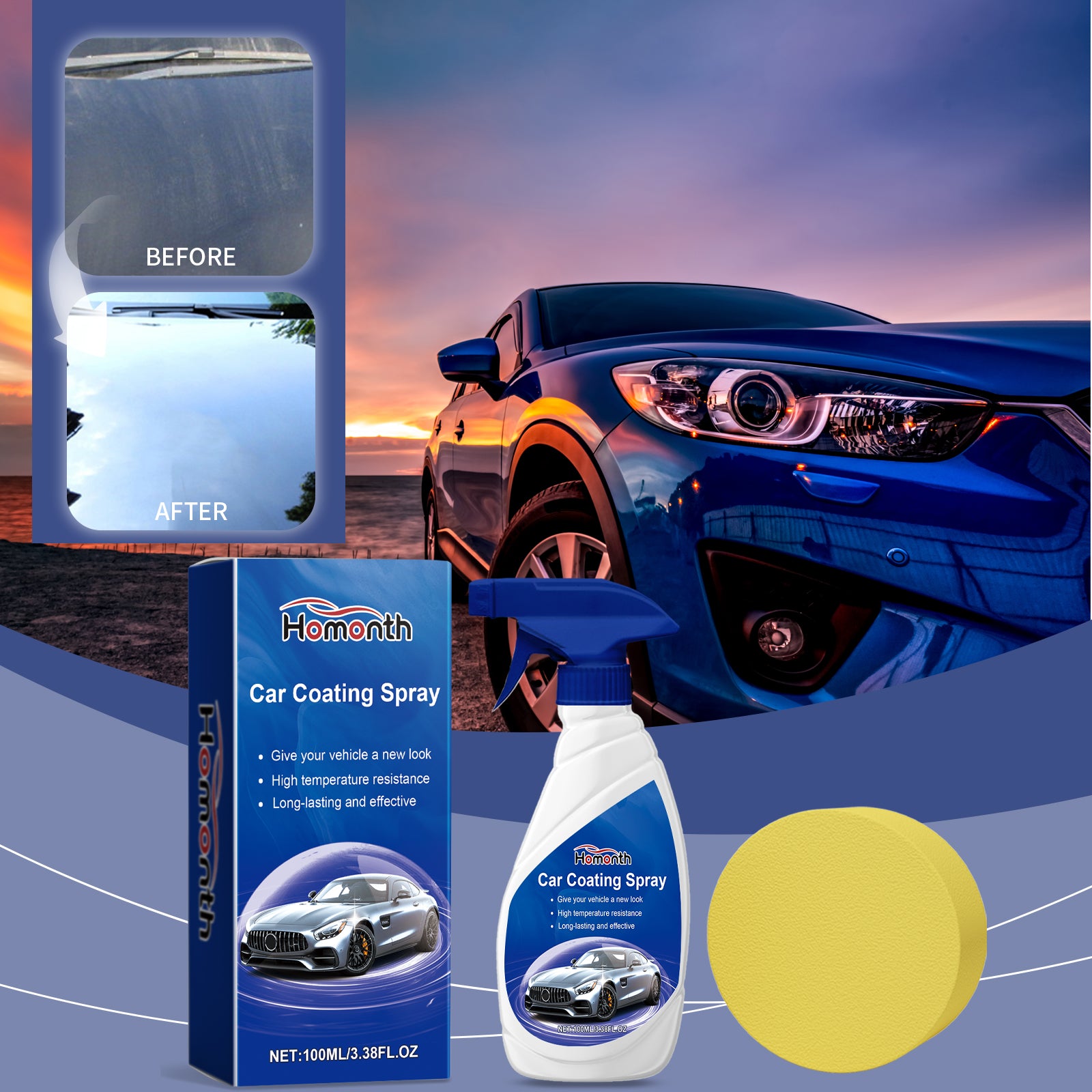 Homonth Car Coating Agent, Protect Car Paint, Improve Gloss, Anti-Stain Clean And Refurbished Car Coating Agent