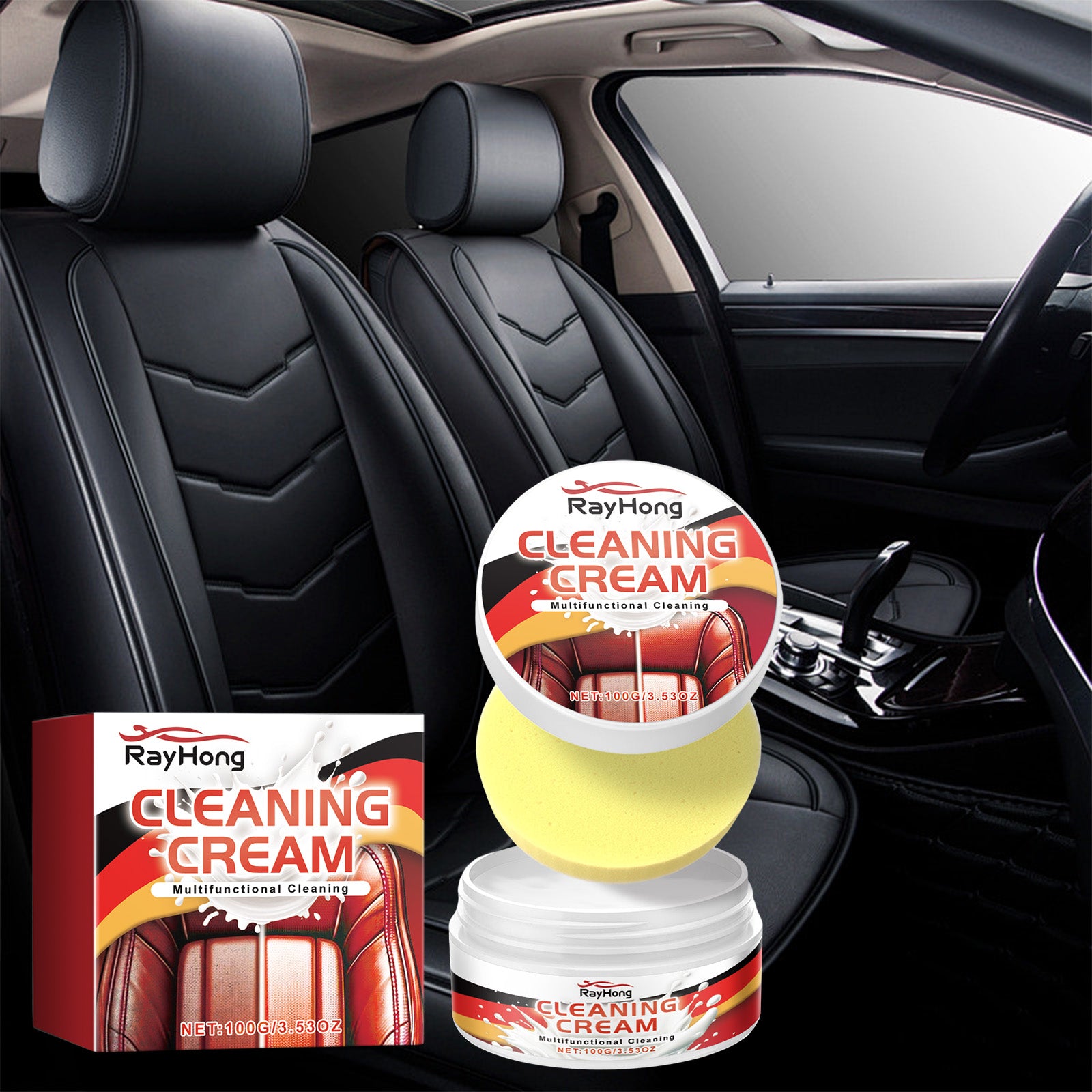 Cleaning Cream, Car Seat Instrument Panel Leather Cleaning Decontamination Maintenance Refurbishment Cream