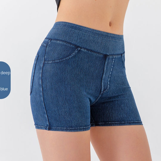 Spring/Summer New High Waist and Hip Lifting Yoga Cowboy Shorts for Women, High Elasticity, Slimming and Abdominal Compression, Sports Outerwear, Fitness Three Part Pants