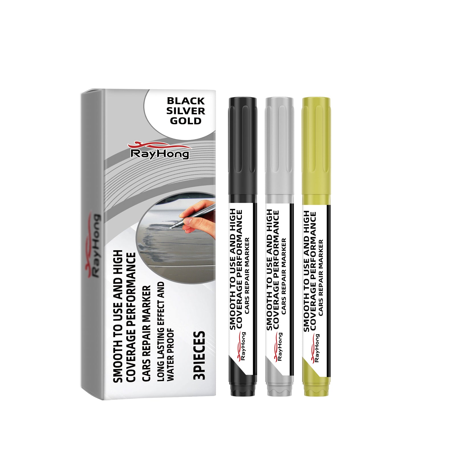 Car Repair Marker Pen, Repaint Scratches Repair Restore Car Color Gold And Silver Black Repair Pen