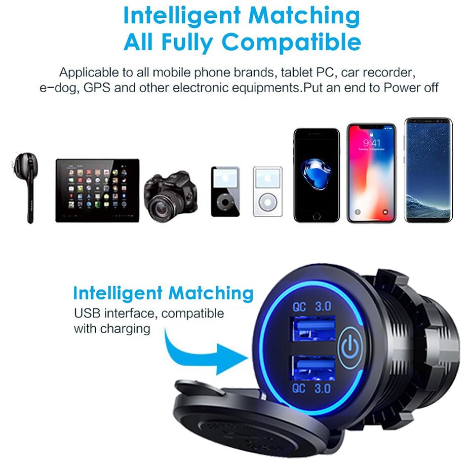presa USB moto auto 36W