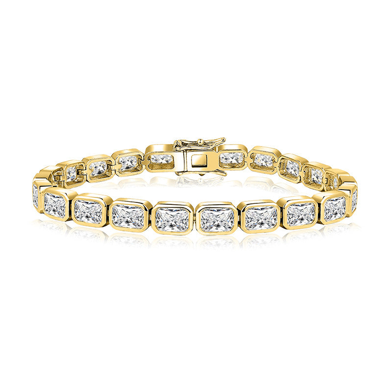 Jewelry  Stylish Zircon Bracelet with Large Full Zircon Stones, Platinum-Plated White Zircon, Rose Gold Plated Pink Zircon, Fashion Jewelry