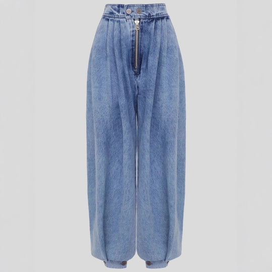 High waisted zipper leg tied jeans for women
