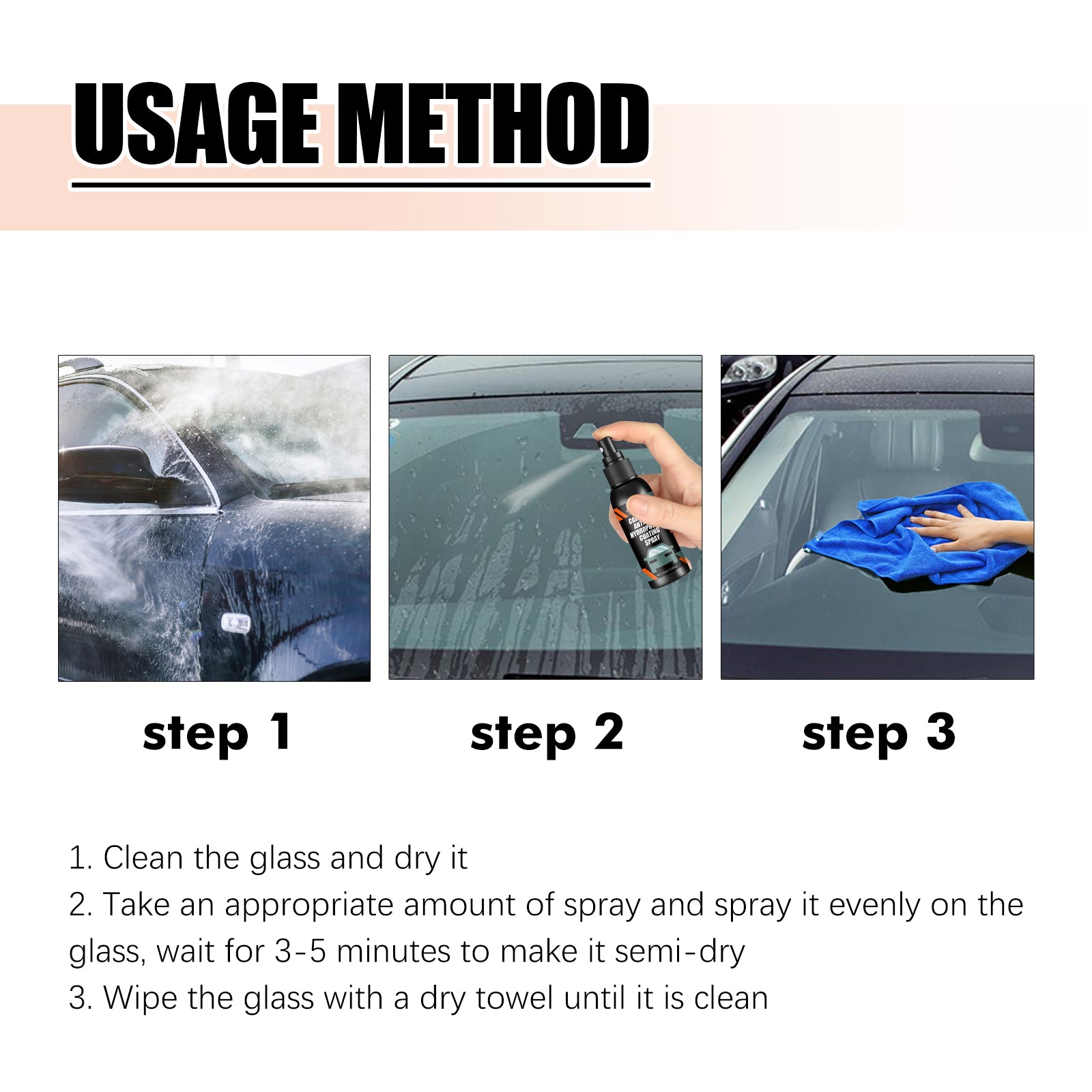 Rayhong Car Glass-Anti Fog Hydrophobic Coating Spray, Rearview Mirror Windshield Cleaner Stains Hydrophobic Water Spray Antifogging Agent