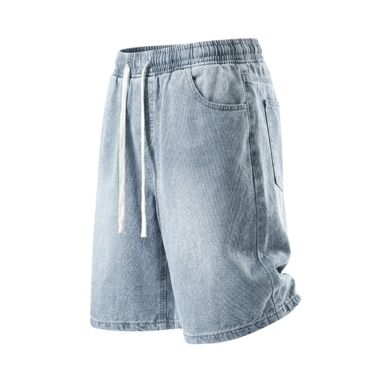 Ice Silk Denim Shorts Men's Five-Quarter Pants