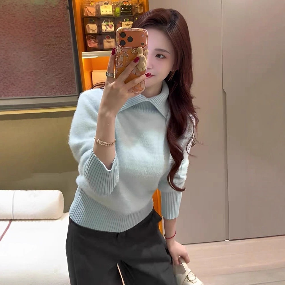 Women's Autumn/Winter Warm Knitted Base Sweater with Collar