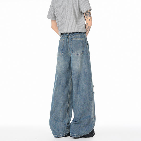 Vintage High Street Faux Ripped Denim Pants