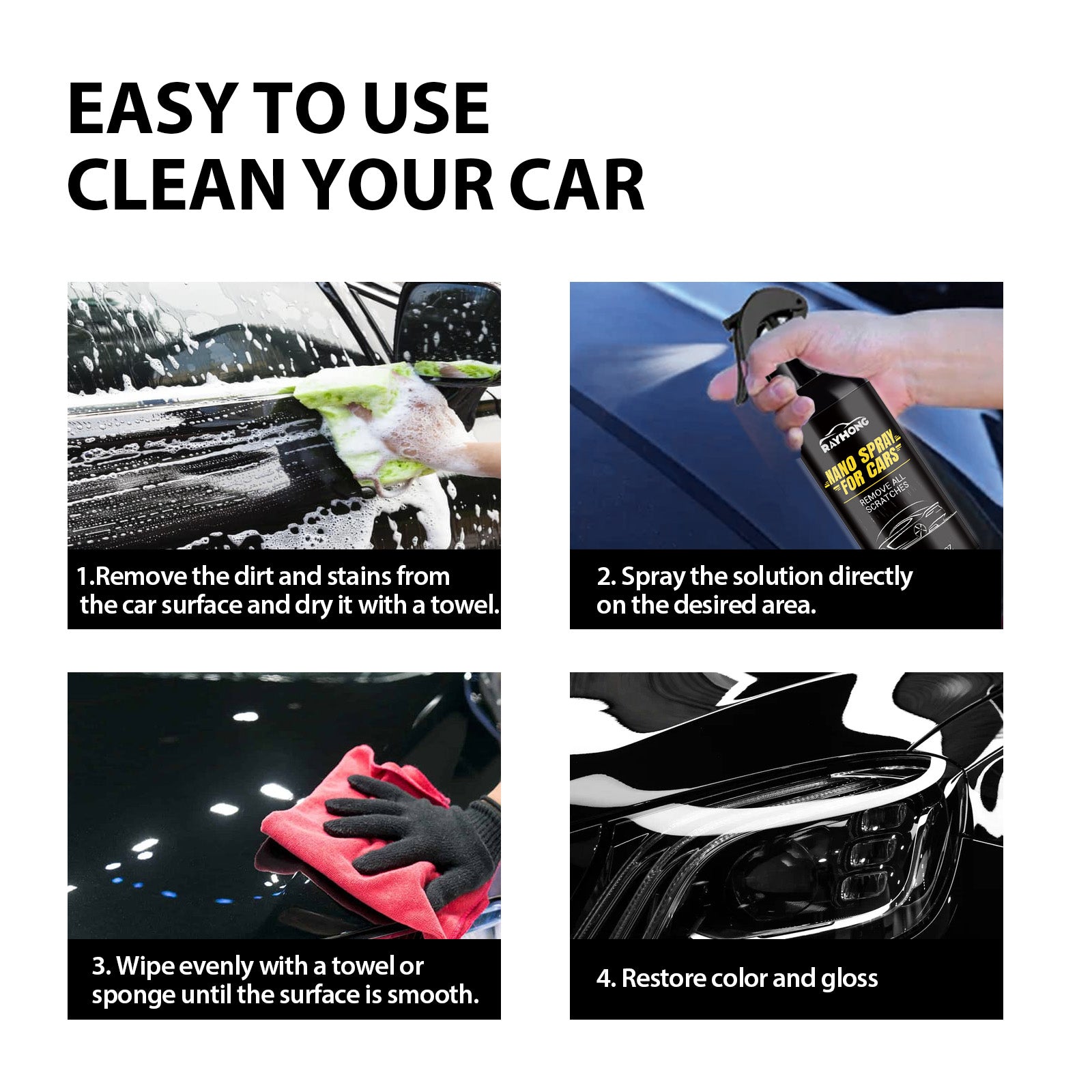 Rayhong Car Coating Spray Car Paint Brightening Refurbished Dust Cleaning Oil Maintenance Coating Agent