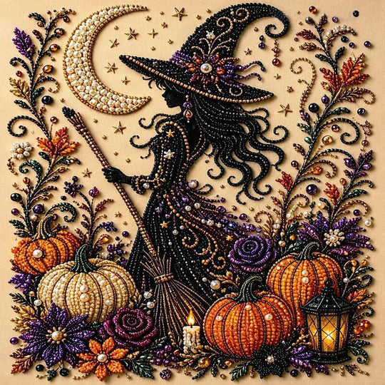 Spooky Ghost Diamond Art Kit, Halloween DIY Wall Decor for Adults & Beginners, Full Drill Gem Painting