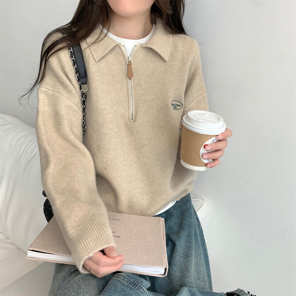 POLO Half Zipper Sweater for Women