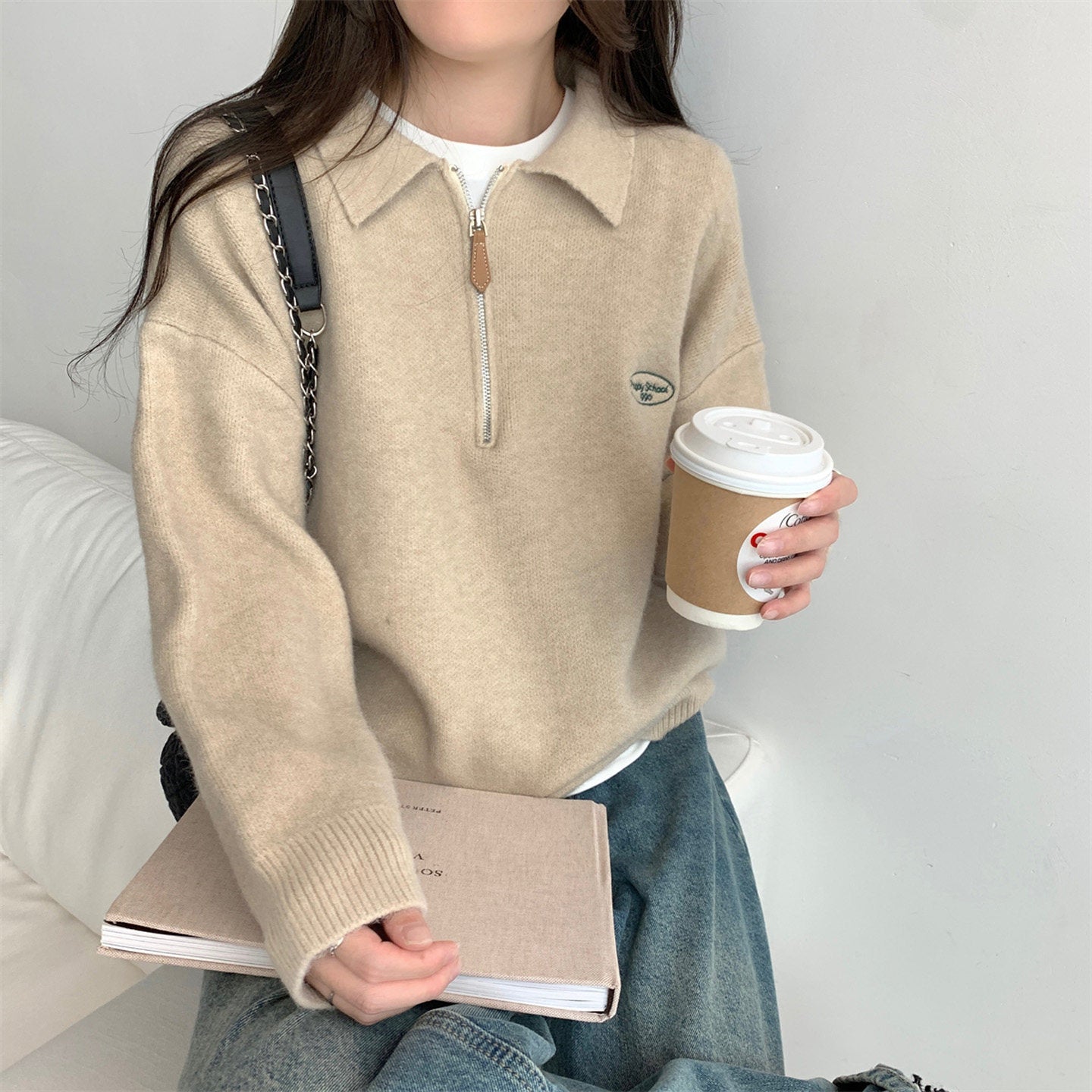 POLO Half Zipper Sweater for Women