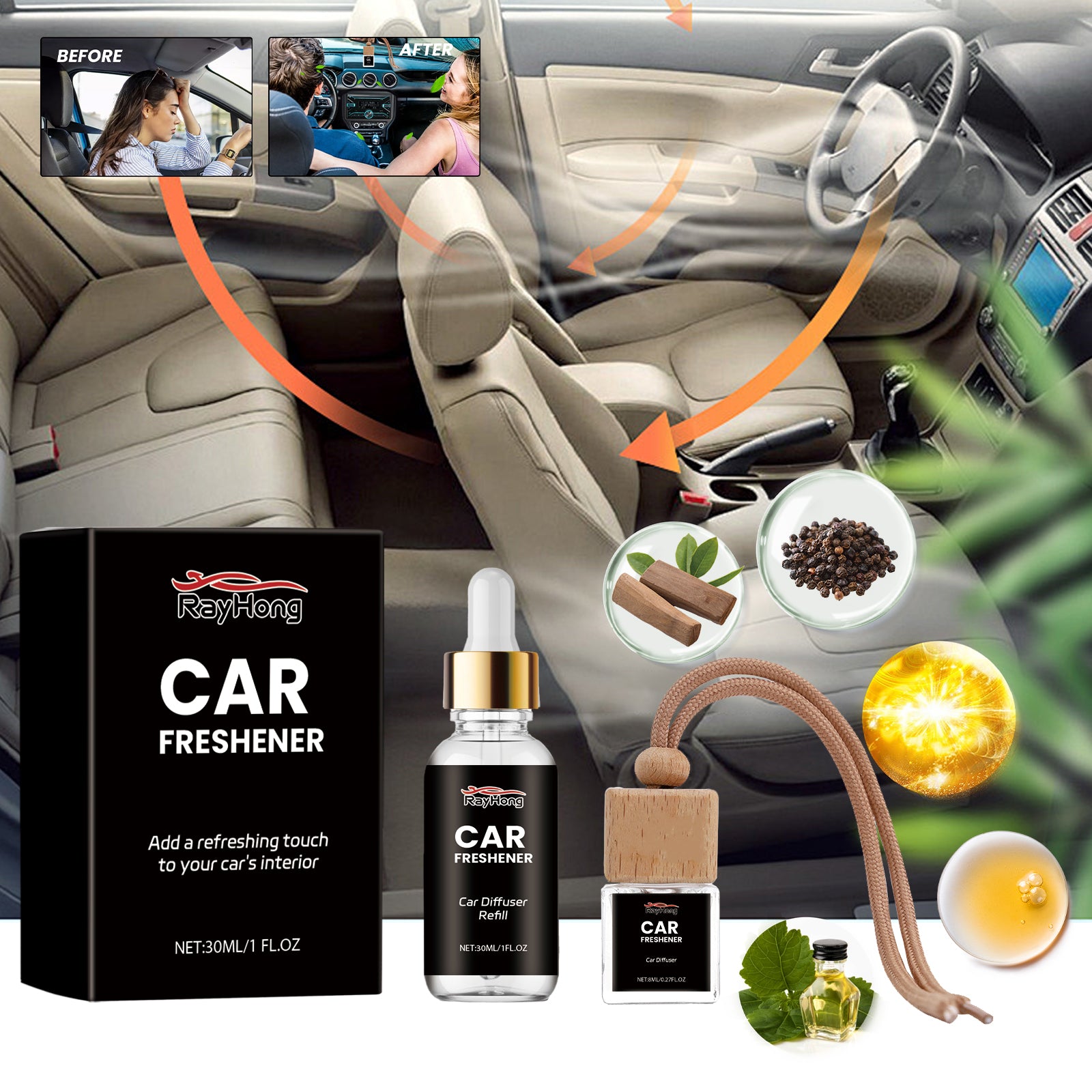 Car Fragrance Freshener Set, Inside The Car Aromatherapy Hanging Decoration Fragrance And Deodorization Lasting Fresh Air