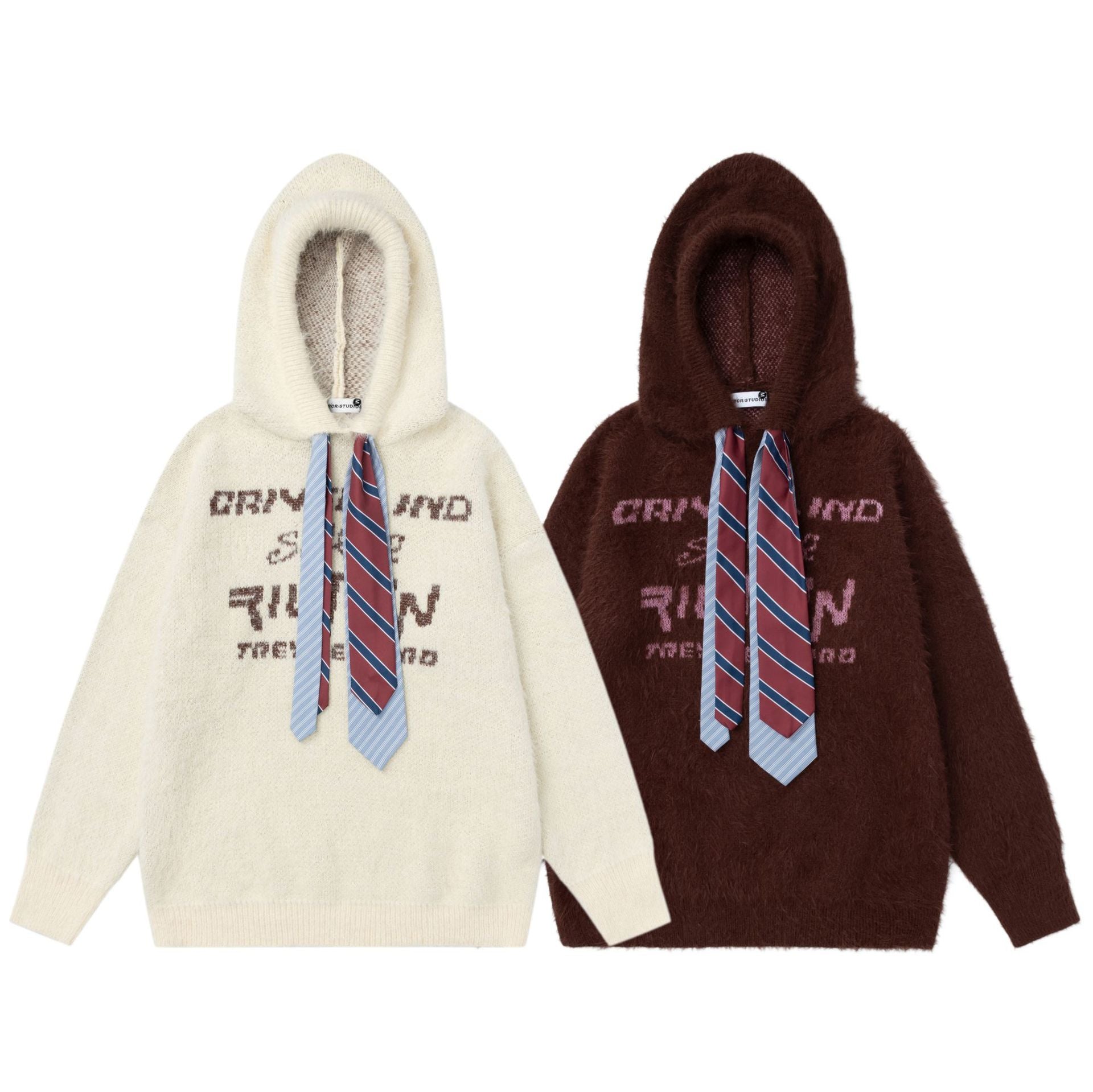 Double tie hat rope hooded sweater