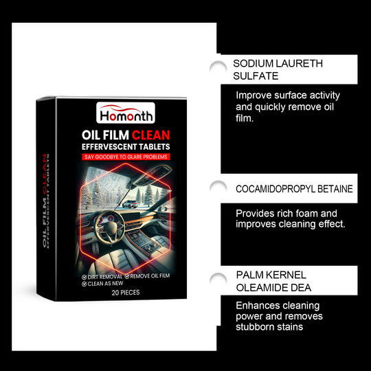 Automotive Windshield Oil Film Effervescent Tablet, Windshield Oil Film Stain Cleaning Effervescent Tablet