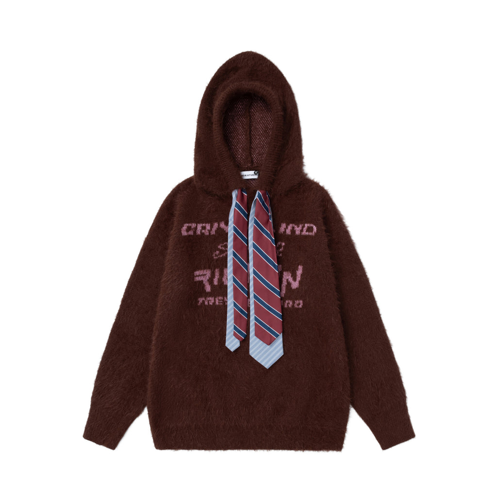 Double tie hat rope hooded sweater