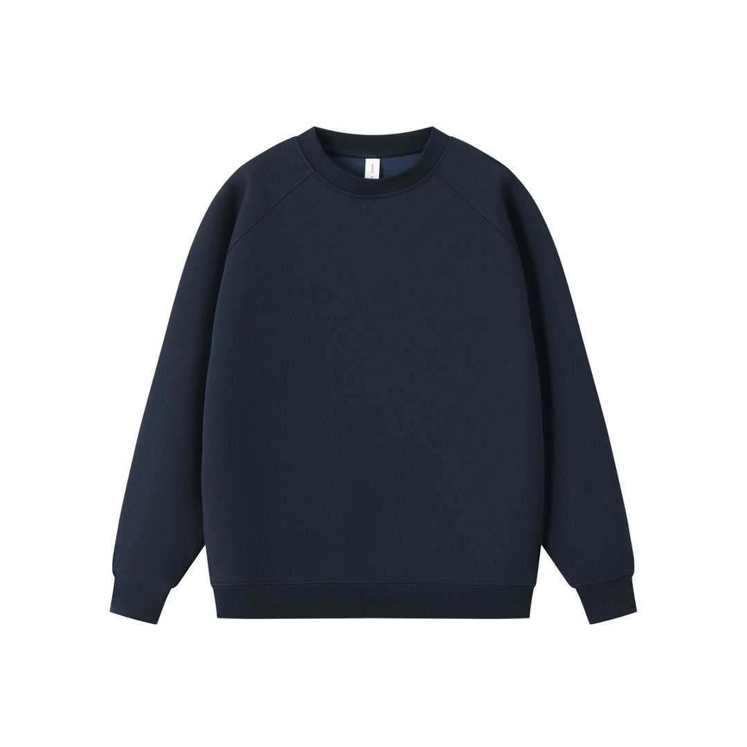 Solid color round neck pullover hoodie
