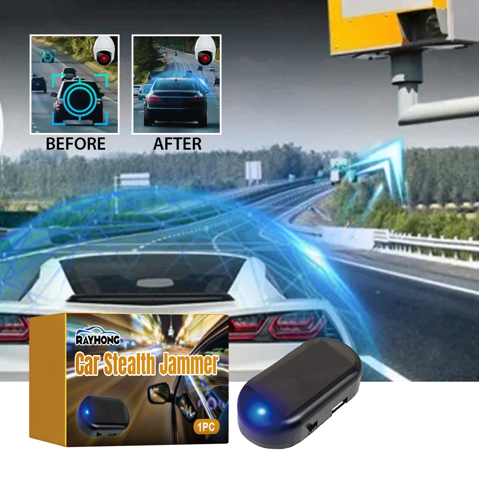 Rayhong Car Stealth Jammer, Portable Radio Jammer With Adjustable Blocking Signal Coverage