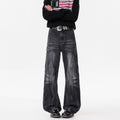 Retro Washed Distressed Flared Jeans Men