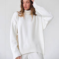 Versatile solid color high neck pullover sweater