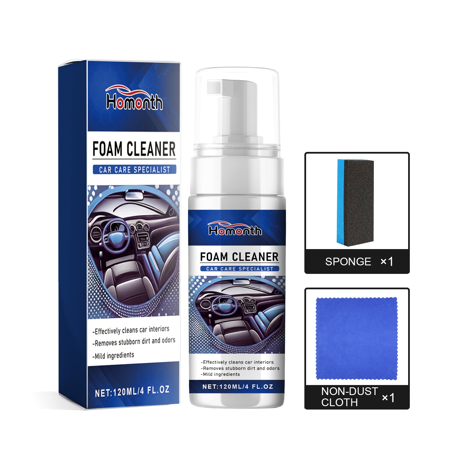 Foam Cleaner, Leather Interior Instrument Panel Clean Dust Reconditioning Agent