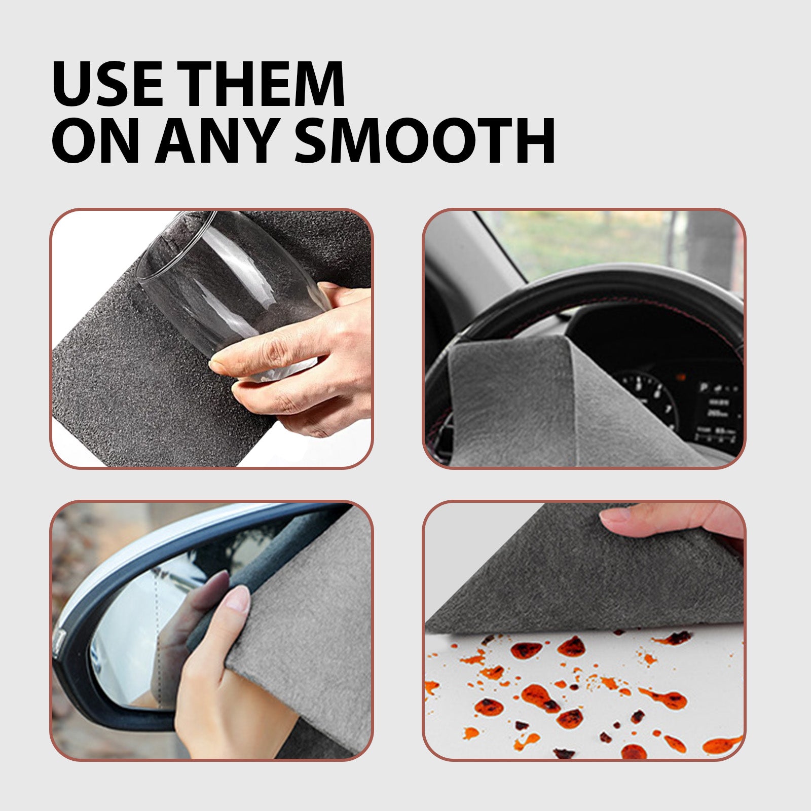 Fiber Cloth Window Cup Car Windshield Cleaner Smooth Wet And Dry Decontamination Cloth