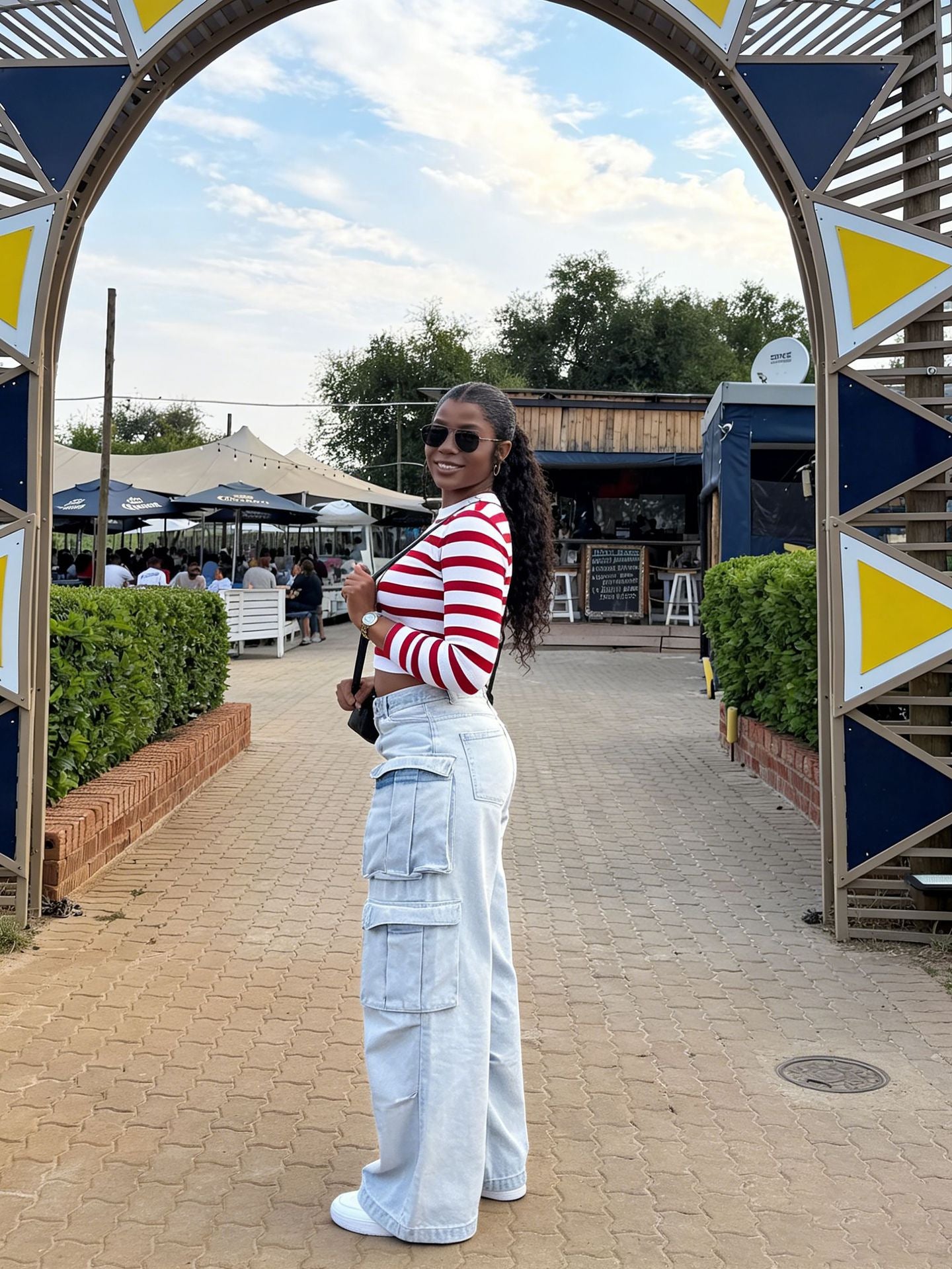 Street Style Multi-Pocket Light Wash Cargo Jeans Pants