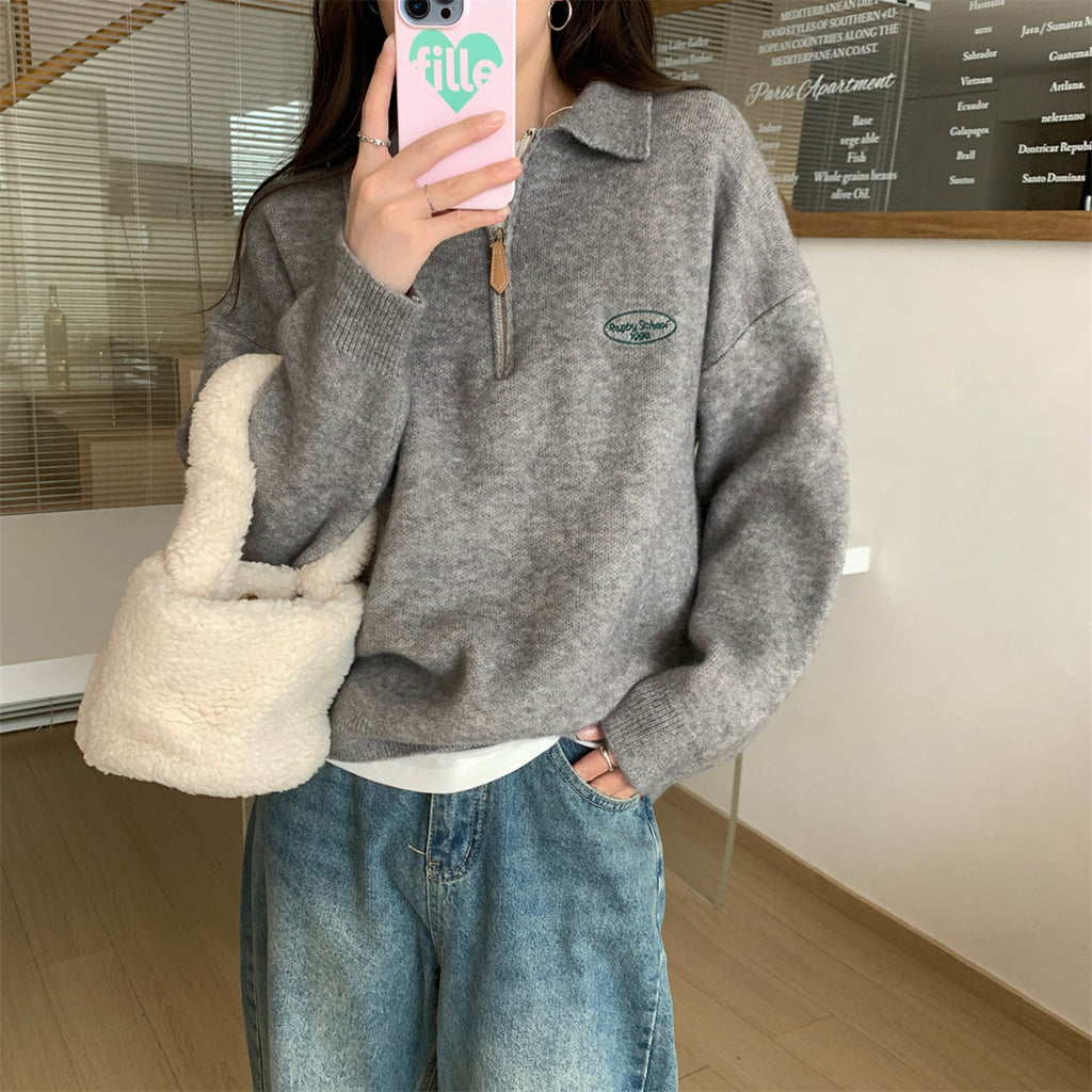 POLO Half Zipper Sweater for Women