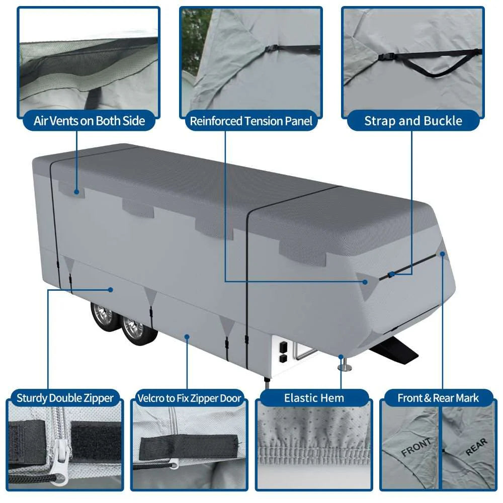 Umbrauto 5th Wheel RV Cover Upgraded 7 Layers Top Anti-UV Waterproof Breathable Camper Covers