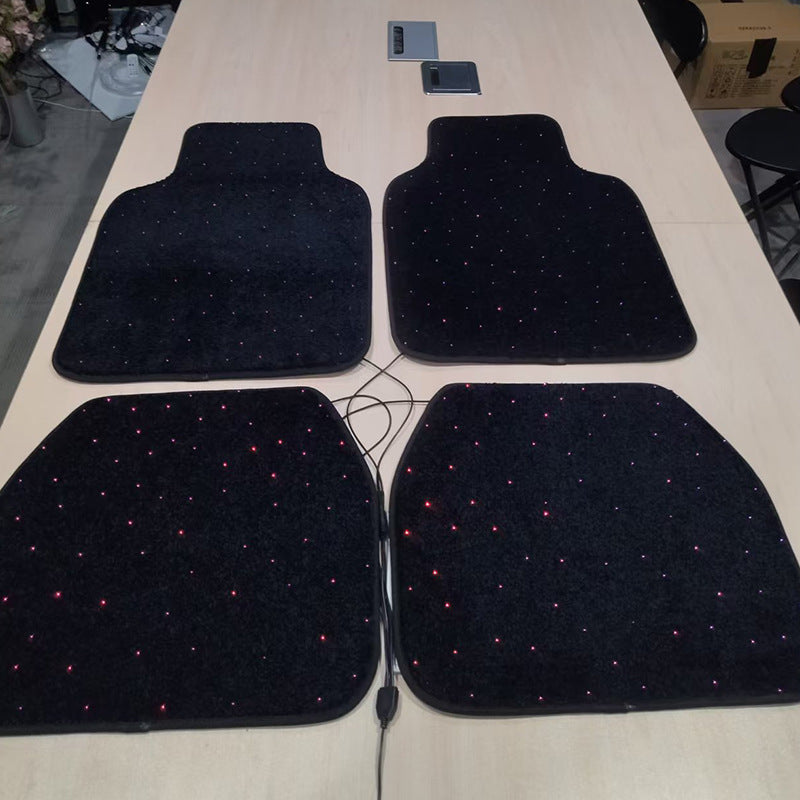 Car Fiber Optic Floor Mats Full Set of 4 Pieces with Starlight Effect