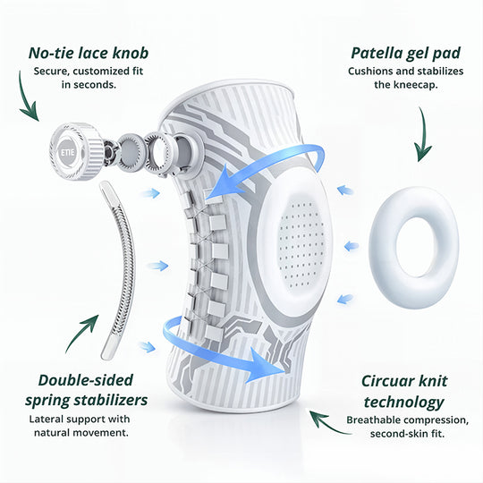 Adjustable Smart-Knob Knee Brace — Patella Gel Pad, Side Stabilizers, Compression Support for Pain Relief & Recovery