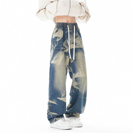 Street Style Gray Green Camouflage Denim Pants Men