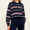 Striped contrasting long sleeved sweater for women in autumn and winter