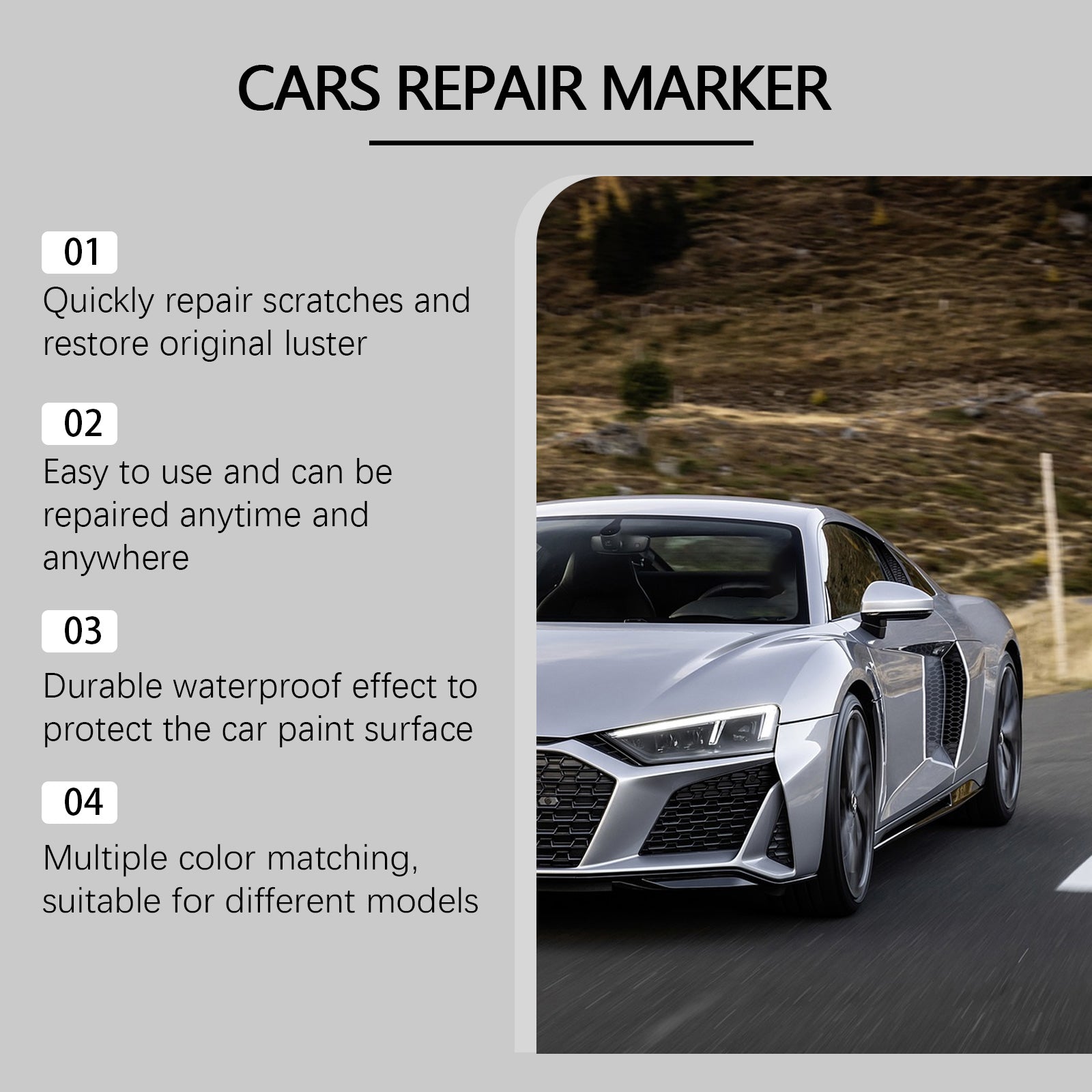 Car Repair Marker Pen, Repaint Scratches Repair Restore Car Color Gold And Silver Black Repair Pen