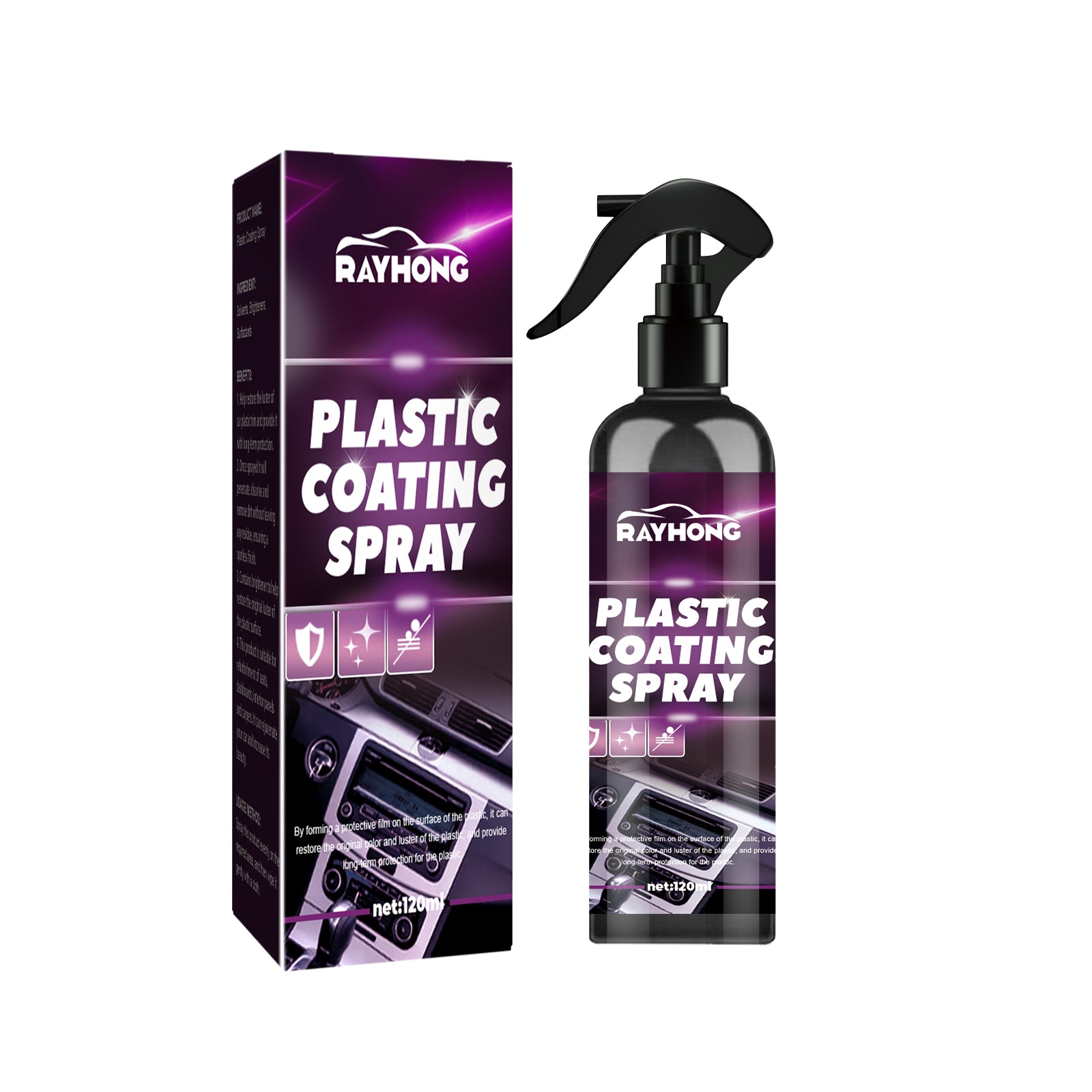 Automotive Plastic Spray, Car Interior Seat Instrument Panel Cleaning Decontamination Maintenance Refurbishment Cleaner