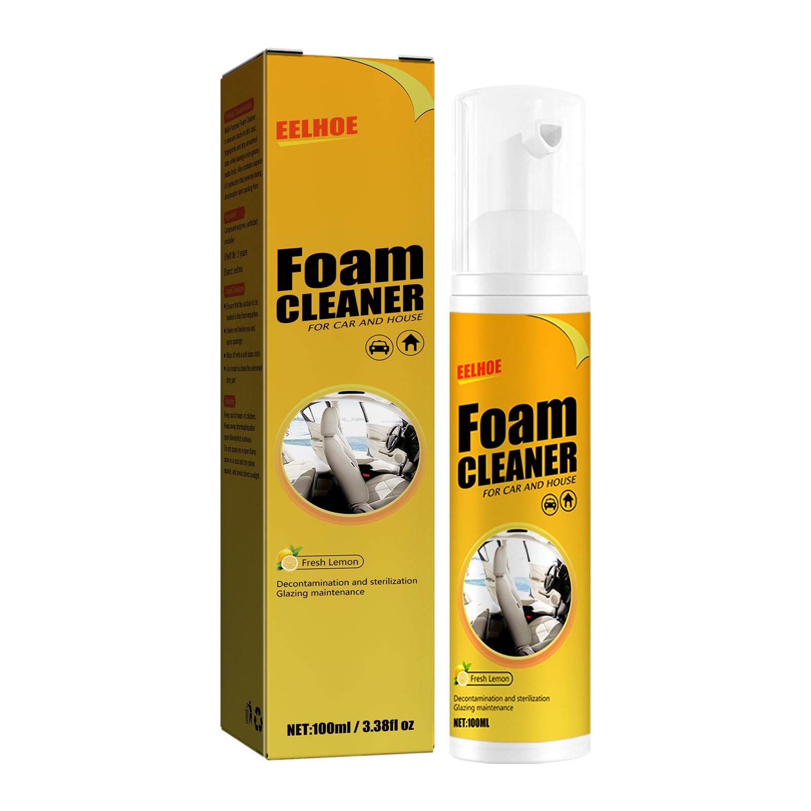 EELHOE Foam Cleaner, Leather Seat Supplies Decontamination Multi-Functional Interior Cleaner