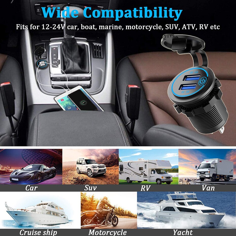 presa USB moto auto 36W