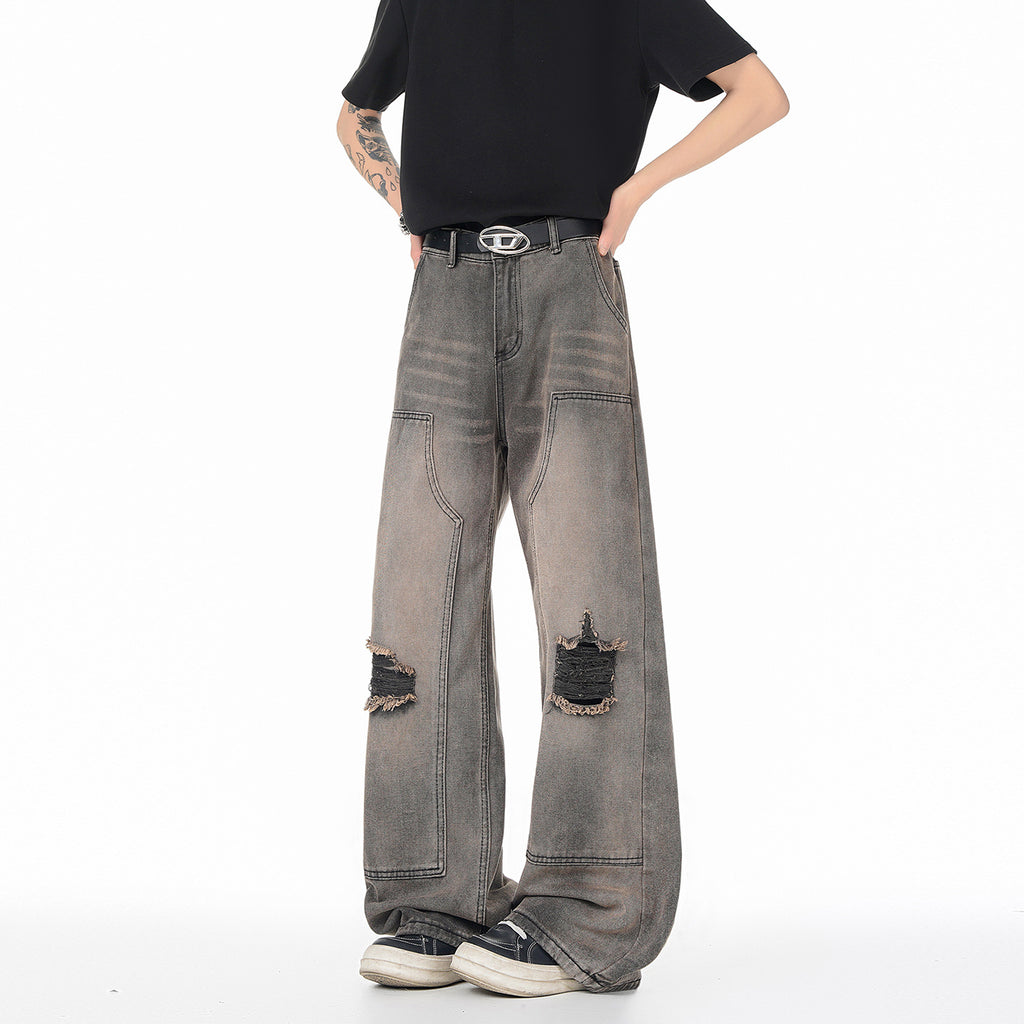 Vintage High Street Faux Ripped Denim Pants